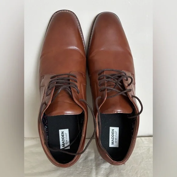 Madden Ortholite Men’s Vegan Leather Oxford Lace-up Dress Shoes, Cognac; Size 13
